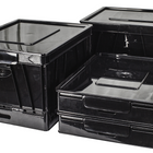 Storex caisse pliable avec couvercle - noir - paquet de 4-Les plis à seulement 3 pouces d'épaisseur