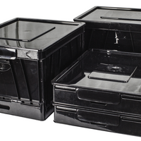 Storex caisse pliable avec couvercle - noir - paquet de 4-Les plis à seulement 3 pouces d'épaisseur