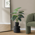 Monarch Specialties 24" Artificial Indoor Alocasia - Table - Black Pot-This indoor faux plant features 12 adjustable real touch green leaves
