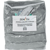Zenith Safety - Trousses antidéversements 10 gallons, tout-usage, avec sac Zip-Lock-Contenu : 10 tampons absorbants (15 x 17 po), 3 remblais tubulaires absorbants (3 x 48 po), 2 coussins absorbants (8 x 18 po), 1 paire de gants en nitrile, TTG (11), 1 paire de lunettes de sécurité (taille unique), 1 sac à déchets (26 x 36 po)