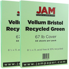 JAM Paper Vellum Bristol Cardstock, 8.5 x 11, 67lb Green, 2 packs of 50 (169826g)-Green