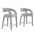 Modway - Pinnacle Boucle Tapis Tabouret de comptoir - Taupe Silver - Ensemble de 2-Ensemble de tabourets moderne