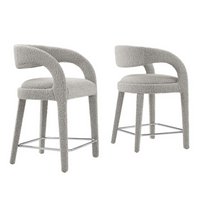 Modway - Pinnacle Boucle Tapis Tabouret de comptoir - Taupe Silver - Ensemble de 2-Ensemble de tabourets moderne