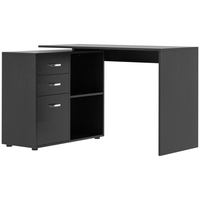 HOMCOM - Bureau en l avec tiroirs - 46 po L x 32,75 po l x 30 po H - noir-Conception à 2 formes, gain de place en forme de L ou droite, offre beaucoup d’espace de surface (pour changer de forme, il faut utiliser des outils)