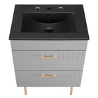 Modway - Daybreak 24" Vanette de salle de bain - Gris clair noir-VANITÉ DURABLE - Cette vanité est fabriquée en caoutchouc, MDF et particules avec une finition mate, et comprend un évier en céramique avec un comptoir intégré et des trous de robinet centraux de 8"