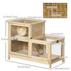PawHut - Cage à hamster en bois à 2 niveaux avec cabane - 31 po x 16 po x 23,5 po-Conception surélevée qui maintient votre animal hors du sol, pour le garder au sec et au chaud