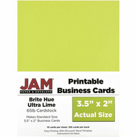 JAM Paper Printable Business Cards - 3-1/2" x 2" - Ultra Lime Green - 100 Pack-Color: Lime Green