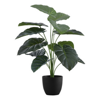 Monarch Specialties - Plante Artificielle - 24 po H - Alocasie - Mis En Pot - Touche Réelle - Feuilles Vertes - Pot Noir-Ajoutez un peu de verdure à votre espace avec cette d'Alocasia artificielle qui mesure 24 po, installée dans un pot noir de 5 po