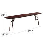 Flash Furniture 18" x 96" Rectangular Mahogany Melamine Laminate Folding Training Table-.75'' Thick Melamine Laminate Mahogany Top
