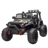 Aosom - camion jouet tout-terrain 12v pour enfants - camouflage-Avec une poignée rétractable, il peut être facilement transporté lorsque la batterie est déchargée 