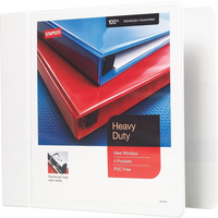 Staples Heavy-Duty View Binder with D-Rings - 4" - White-Easy Locking Rings open with ease and keep pages secure