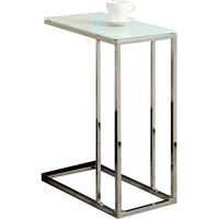 Monarch Specialties - 3000 Table D'Appoint - Metal Chrome Avec Verre Trempe Givre-Surface chic en verre trempé grivré