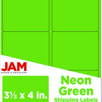 JAM Paper Hand Written Address Label - 3-1/3" x 4" - Neon Green - 120 Pack-English only packaging