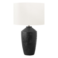 Monarch Specialties 25" H Contemporary Table Lamp - Black Concrete / Ivory / Cream Shade-This 25"h table lamp features a striking black concrete base paired with an elegant ivory fabric shade, making it a stylish choice for any modern living room, bedroom, or office