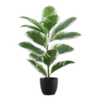 Monarch Specialties 27" Artificial Indoor Rubber Tree - Table - Black Pot-Add a touch of greenery to your space with this 27" Tall Artificial Rubber Plant that is set in a 5" black pot