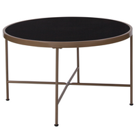 Flash Furniture Chelsea Collection Black Glass Coffee Table with Matte Gold Frame-Contemporary Style