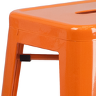 Tabouret de bar intérieur / extérieur de 30 po haut qualité commerciale en métal orange sans dossier avec siège carré-Quantité de pile: 4-8