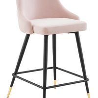 Modway - Adorn Performance Velvet Tabouret de comptoir - Rose-Tabouret de comptoir vintage moderne