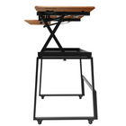 Rocelco - Ensemble de rehausse de bureau de luxe à hauteur ajustable de 46" et support au sol - Teck / Noir-OREILLET TROU: Pour une gestion des câbles sans tracas, ou pour installer un support de moniteur pour 1, 2 ou 3 moniteurs, tels que le Rocelco DM1, DM2 ou DM3