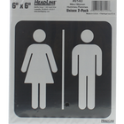 Headline Sign MEN/WOMEN Self-Stick Signs - 6" H x 6" L - Black/Gray - 2 Pack-Sign Message: "WOMEN/MEN PICTOGRAM"