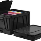 Storex caisse pliable avec couvercle - noir - paquet de 4-Peut contenir jusqu'à 35 lb ., capacité de 9,25 gallon