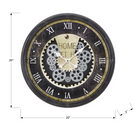 Monarch Specialties - Horloge - 20 po Rond - Mécanisme D'Engrenage - Horloge Murale - Brun - Transitionnel-Cette horloge analogique sans tic-tac présente un affichage numérique romain facile à lire sur un imprimé graphique contrasté par des aiguilles en métal blanc