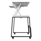 Rocelco- Ensemble de rehausse de bureau de luxe à hauteur ajustable de 46" et support au sol - Blanc / Noir-PLATEAU DE CLAVIER ERGONOMIQUE RÉTRACTABLE: Le plateau de clavier de 25.75 "L x 11.25" P s'étend et se rétracte tout en gardant un espacement de 4.5 "entre le plateau du clavier et le bureau, ce qui permet de garder les bras et les poignets dans une position ergonomique pour éviter les tensions au cou et au dos en position assise ou debout