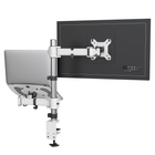 ShoppingAll Adjustable Dual Monitor & Laptop Mount Stand with 2 Swing Arms for Monitors up to 32" - White-8