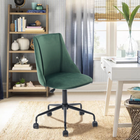 FurnitureR - Cian Chaise de travail pour ados rembourrée en velours, pivotante, vert-Pivotement à 360 degrés et réglage pneumatique de la hauteur du siège