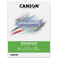 Canson Graduate Drawing Pad - 9" W x 12" H - Foldover Cover - 30 Sheets - (C31250P036)-A vibrant, durable and lightly textured drawing pad for art practice and art class study
