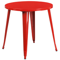 Table ronde de 30 po en métal rouge pour intérieur/extérieur (CH-51090-29-RED-GG)-Table de café en métal