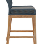 Modway - Wellspring Terrasse extérieure Bois de teck Tabouret de bar - Graphite bleu-Coussin de siège amovible