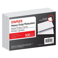Staples - Cartes d'indexe réglées à usage intensif, 4 x 6-Blanc
