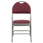 Flash Furniture – Chaise pliante en métal Hercules à trois barres, très grande, poignée de transport, bourgogne, paq./4-Ensemble de 4 chaises pliantes en métal et rembourrées - Poignée découpée de transport