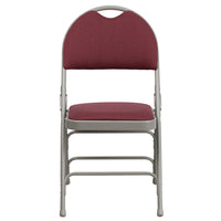 Flash Furniture – Chaise pliante en métal Hercules à trois barres, très grande, poignée de transport, bourgogne, paq./4-Ensemble de 4 chaises pliantes en métal et rembourrées - Poignée découpée de transport