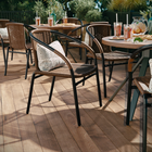 Chaise de restaurant empilable en rotin brun foncé pour l’intérieur et l’extérieur (TLH-037-DK-BN-GG)-Dossier courbé
