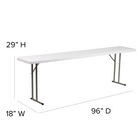 Flash Furniture – Table pliante de 18 x 96 po, plastique blanc (DADYCZ2442GW)-Dessus blanc granite avec 1.75 po d'épaisseur
