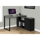 Monarch Specialties - 7433 Bureau - Noir/Dessus Gris En Coin Droit Ou Gauche-Elle offre un rangement ouvert et fermé avec 3 tiroirs de rangement pratiques, dont un tiroir à classeurs pour les dossiers de format standard ou légal, une étagère réglable pour placer une petite imprimante, des livres ou des documents pour une organisation efficace.