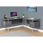 Monarch Specialties 7306 70" Computer Desk - Grey Left Or Right Facing-Extra-large, floating desktop frees the tops of the drawer units to be used as additional surfaces