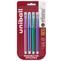 uni-ball - Stylos gel effaçables - 0,7 mm - Couleurs tendance - paquet de 4-Stylos gel