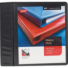 Staples Heavy-Duty View Binder with D-Rings - 4" - Black-Back-mounted rings allow pages to lie flat