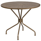 Flash Furniture 35.25" Round Gold Indoor-Outdoor Steel Patio Table-Patio Table