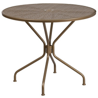 Flash Furniture 35.25" Round Gold Indoor-Outdoor Steel Patio Table-Patio Table