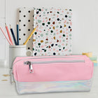 Fashion Stationery Iridescent Pencil Case - 8.26" L x 2.75" W x 3.54" H - Pink/Silver-Body Material: PU