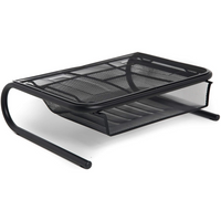 ShoppingAll Metal Mesh Monitor Desk Stand Riser Printer Stand Holder with Drawer Organizer-The stand measures 16.9"Lx 13"W x 4.9"H (43cm x 33cm x 12.4cm)
