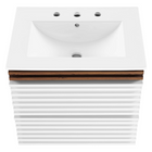 Modway - Render Support mural de 24" Vanette de salle de bain - Blanc Noyer Blanc-Matchs non inclus
