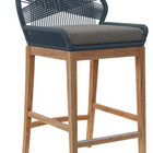 Modway - Wellspring Terrasse extérieure Bois de teck Tabouret de bar - Graphite bleu-Tabouret de bar extérieur sur le patio