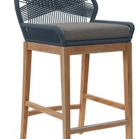 Modway - Wellspring Terrasse extérieure Bois de teck Tabouret de bar - Graphite bleu-Tabouret de bar extérieur sur le patio