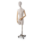 Can-Bramar Adult Female Half Body Mannequin - Ajustable Heigth - Natural Cotton (RPDF-1N)-Made of Polypropylene, fabric and wood.