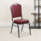 Flash Furniture – Chaise banquet empil Hercules, dos couronne, vinyle bourgogne, siège de 2,5 po, structure argentée, 4/paquet-Coussin de siège épais de 2,5 pouces